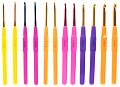 Крючок для вязания металлический, ручка пластмасса, цветные